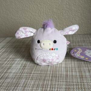 Squishmallow Kellytoy Easter Soft Plush Delzi The Donkey, 3.5 Inch Clip